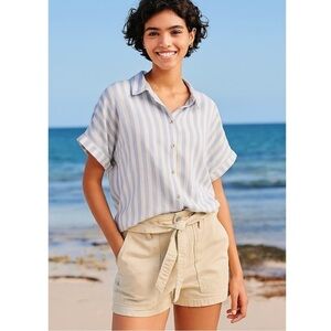 NWT Universal Thread Blue Striped Women’a Boxy Camp Short Sleeve Shirt Sz 2X